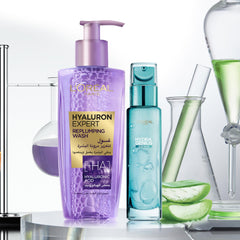 L’Oréal Paris Hydra Genius Aloe Water 72H Liquid Moisturizer, 70 ml & L’Oréal Paris Hyaluron Expert Replumping Face Wash with Hyaluronic Acid - 200ml