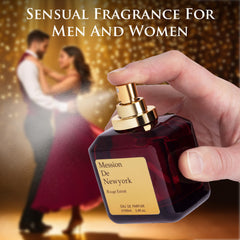 Mession de NewYork Rouge Extrait for Eau De Parfum Men and Women 3.4 Oz Features Bitter Almond & Saffron Top notes Jasmine, Cedar, ambergris, Musk & Woody ase Notes Elegant 100ml Bottle for Birthday