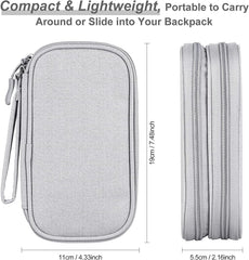 ELECDON Travel Cable Bag Small Electronic Accessories Storage Pouch for Hard Drive Charger Earphone USB SD Card Light Grey