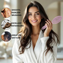 Eco-Friendly Detangling Hair Brush for Women, Children, Men - Gentle on Hair and Scalp - Ideal for Straight, Curly & Wet Hair (Pink)