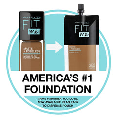 Maybelline New York Fit Me Matte + Poreless Liquid Foundation Makeup, 370 Deep Bronze, 2 COUNT