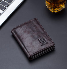 BULLCAPTAIN Large Capacity Genuine Leather Bifold Wallet/Credit Card Holder for Men with 15 Card Slots QB-027 (Purple)