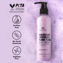 Botanic Hearth Bulgarian Lavender & Ylang Ylang Body Wash with Vitamin E, Sage Leaf Extracts | Calming & Relaxing | Sulphate & Paraben Free | Shower Gel for Men and Women | 245ml