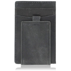 Fidelo Leather RFID Minimalist Wallet EDC Slim Wallet Credit Card Holder Money Clip for men, Maverick "Distressed Gray" Crazy Horse Leather, One Size, Rfid Wallet