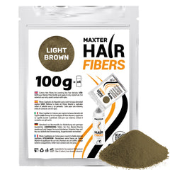 Maxter Hair Refill Bag Light Brown 100g - Hair Fibers for Men and Women - 100% Natural Powder for Building, Thickening and Covering