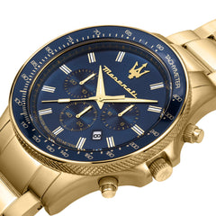 Maserati R8873640008 Yellow Gold Steel Analog Quartz Man Watch, Gold, Chronograph