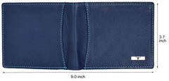 URBAN FOREST Oliver Blue Leather Wallet for Men - Packed in Premium Wooden Box for Festive Gifting