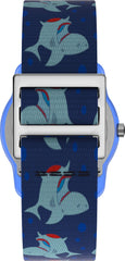 Timex Kid's Analog 28 mm Elastic Fabric Strap Watch - Sharks
