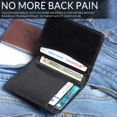 FOXHACKLE RFID Bifold Leather Wallet, Slim Minimalist Card Holder for Men & Women - Black
