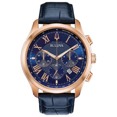 Bulova Men's Wilton - 97B169 - Blue Strap/ Rose Gold