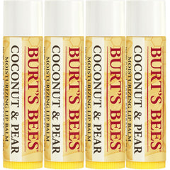 Burt's Bees 100% Natural Moisturizing Lip Balm, Coconut & Pear With Beeswax & Fruit Extracts 4 Tubes, Multi, 0.15 Ounce (Pack Of 4)