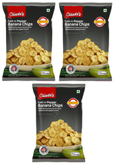 Chheda's Banana Chips Salt and Black Pepper | Authentic Namkeen Vegetarian Snacks - 170 gm (3 Pack)