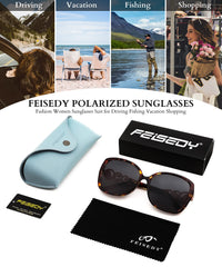 FEISEDY Women's Fashion Sunglasses, Oversized Square Frame with Pearl Sparkling, Polarized UV Protection B2821