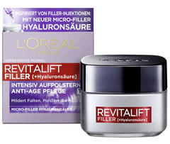 L’Oréal Paris Revitalift Filler, Hyaluronic Day Cream, Anti-Ageing Face Care with Micro-Filler Hyaluronic Acid for Moisture and Anti-Wrinkle Effect, 1 x 50 ml