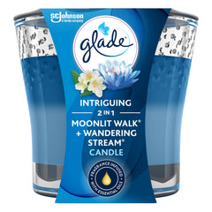 Glade 2in1 Moonlit Walk & Wandering Stream Scented Candle, Fragrance Infused With Essential Oils, Blue 3.4Oz 76960