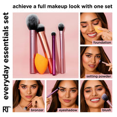 The Everyday Essentials set from Real Techniques gives you 5 essential tools to master any look tapered, soft and fluffy bristles. Blend powder blush evenly for a smooth, natural look