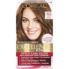 LOreal Excellence Creme Pro Keratine 6G Light Golden Brown Warmer for Unisex - 1 Application