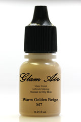Airbrush Makeup Foundation Matte Finish M7 Warm Golden Beige Water-based Makeup Long Lasting All Day Without Smearing Running, Fading or Caking 5ml Bottle By Glam Air