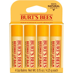 Moisturizing Lip Balm By Burt's Bees, Beeswax - 4 Tubes
