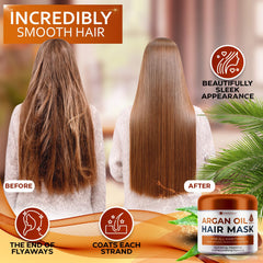 BELLISSO Moroccan Argan Oil Hair Mask - Deep Moisturising Conditioner Treatment for Damaged Dry Hair - Hydrating Product, Split End Moisturiser