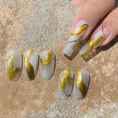 Nitakou Nail Art Painted Gel Polish Set,Liner Gel Polish Silver & Gold Nail Color 2pcs 8ml Painting Drawing UV Gel Nail Polish Nail Art Design Tools for Home Salon Build French Nail Manicure