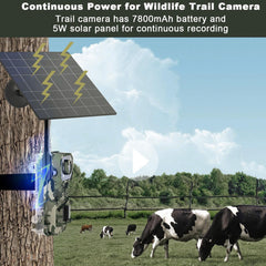 4K Wi-Fi Trail Camera 4G LTE 120° Wide Angle 14MP Motion Detection Night Vision IP66 Waterproof 4G LTE Game Hunting Camera with Solar Charging Panel for Outdoor