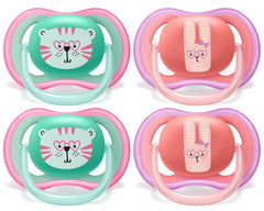 AVENT Philips Ultra Air Pacifier, 18+ Months, Pink and Green, 4 Pack, SCF349/45