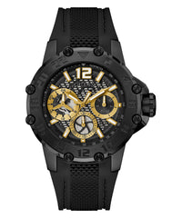 GUESS Men's 46mm Watch - Black Strap Black Dial Black Case