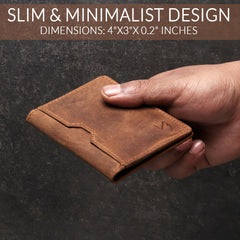 FOXHACKLE RFID Bifold Leather Wallet, Slim Minimalist Card Holder for Men & Women - Hunter Brownish