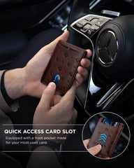 SERMAN BRANDS RFID Blocking Slim Bifold Genuine Leather Minimalist Front Pocket Wallets for Men with Money Clip Thin Mens - Chocolate 1.0