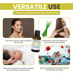 Drsous Ca Organic Lemongrass Essential Oil 30ml | 100% Cold Pressed Pure and Natural Lemongrass Oils for Diffuser, Stress Relief, Skin care and Hair care | Made in Palestine