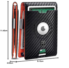 TRAVANDO AirTag* Wallet Mens Wallet with Money Clip Air Tag Wallet Card Holder RFID Blocking Bifold Gifts for Men, Carbon & Orange