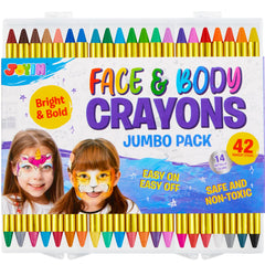 JOYIN 42pcs Face and Body Paint Crayons, Face Painting Kit Safe and Non-Toxic Ultimate Party Pack Including 14 Metallic Colors for Birthday Makeup Party Supplies, Festivals