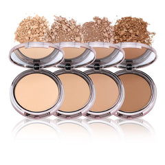 Girlactik USA. 2-in1 Compact Face Pressed Powder & Contour Bronzer. Weightless, Buildable Coverage. Velvet Finish. -Deep