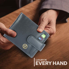 Hammonds Flycatcher RFID Protected Grey NDM Leather Wallet for Men|5 Card Slots| 1 Coin Pocket|2 Hidden Compartment|2 Currency Slots|1 ID Slot|with Easy Access Card Container, Graphite Grey, Modern