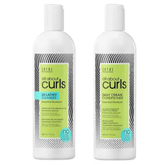 ALL ABOUT CURLS Lo-Lather Cleanser Shampoo & Daily Cream Conditioner | Essential Moisture | Gentle Cleansing | Slightly Sudsy | All Curly Hair Types