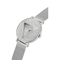 GUESS US Women's Silver-Tone Logo Analog Watch