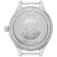 Bulova Men's Archive Series MIL-SHIPS-W-2181 Stainless Steel 3-Hand Hack Automatic Watch, Grey Nylon Strap and Black Matte Dial Style: 98A266, Silver, Automatic Watch