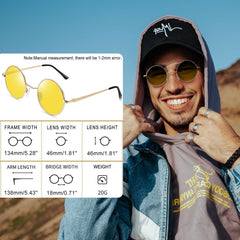 Joopin Round Polarized Sunglasses for Men Women, UV Protection Sun Glasses Small Circle Hippie Lennon Shades Sunglasses