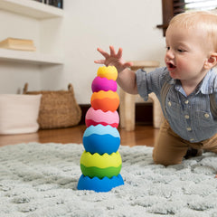 Fat Brain Toys Tobbles Neo – Sensory Stacking Toy for Babies & Toddlers, Educational Early Learning Toy for Fine Motor Skills, Balance & Coordination – Ages 6 Months and Up