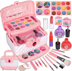 FEMUN Kids Makeup Toy Kit for Girl, Washable Pretend Makeup Kit Real Cosmetic, Safe & Non-Toxic Make Up Toys for 3-12 Year Old Kids (Pink)