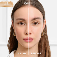 L’Oréal Paris True Match Tinted Serum Foundation, 1% Hyaluronic Acid, Hydrating Formula, Replumps Skin in 1 Hour for a Natural Glowing Finish, 30ml, Shade 2-3 Light