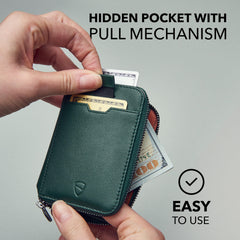 Vaultskin Notting Hill zip wallet with RFID protection (Alpine Green)
