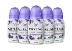 Crystal Essence Mineral Deodorant Roll-On, Lavender & White Tea 2.25 oz (Pack of 5)