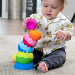 Fat Brain Toys Tobbles Neo – Sensory Stacking Toy for Babies & Toddlers, Educational Early Learning Toy for Fine Motor Skills, Balance & Coordination – Ages 6 Months and Up