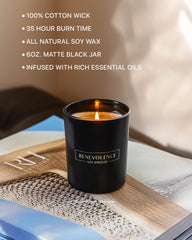 Benevolence LA Oud Wood Scented Candle for Men & Women | 6 oz Scented Candles for Home Scented | Natural Soy Candles Gifts for Women | 35 Hour Burn Aromatherapy Candle | Summer Candles