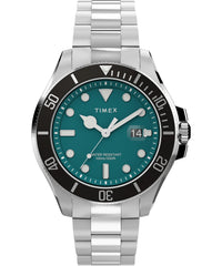 Timex 43 mm Harborside Coast Watch - Stainless Steel/Teal/Silver-Tone
