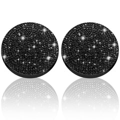 Dermasy Cute Car Cup Coaster, 2PCS Universal Vehicle Cup Holder Insert Coaster 2.75 inch Silicone Anti Slip Bling Crystal Rhinestone Auto Car Accessories for Women & Lady (Black)