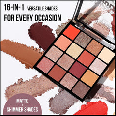 Insight Cosmetics Gorgeous 16 Color Eyeshadow Palette|Matte|Shimmer|Beginner Friendly & Long Lasting Eye Shadow Palette|Long Wearing And Easily Blendable Eye Makeup Palette, 37gm(MK09-Retro Vibes)