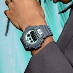 G-Shock Casio DW6900HD-8DR 6900 Series Luminescent Hidden Glow Digital Resin Strap Men's Watch, Grey/White